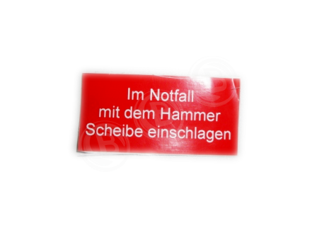 Symbol Aufkleber Im Notfall Mit Hammer