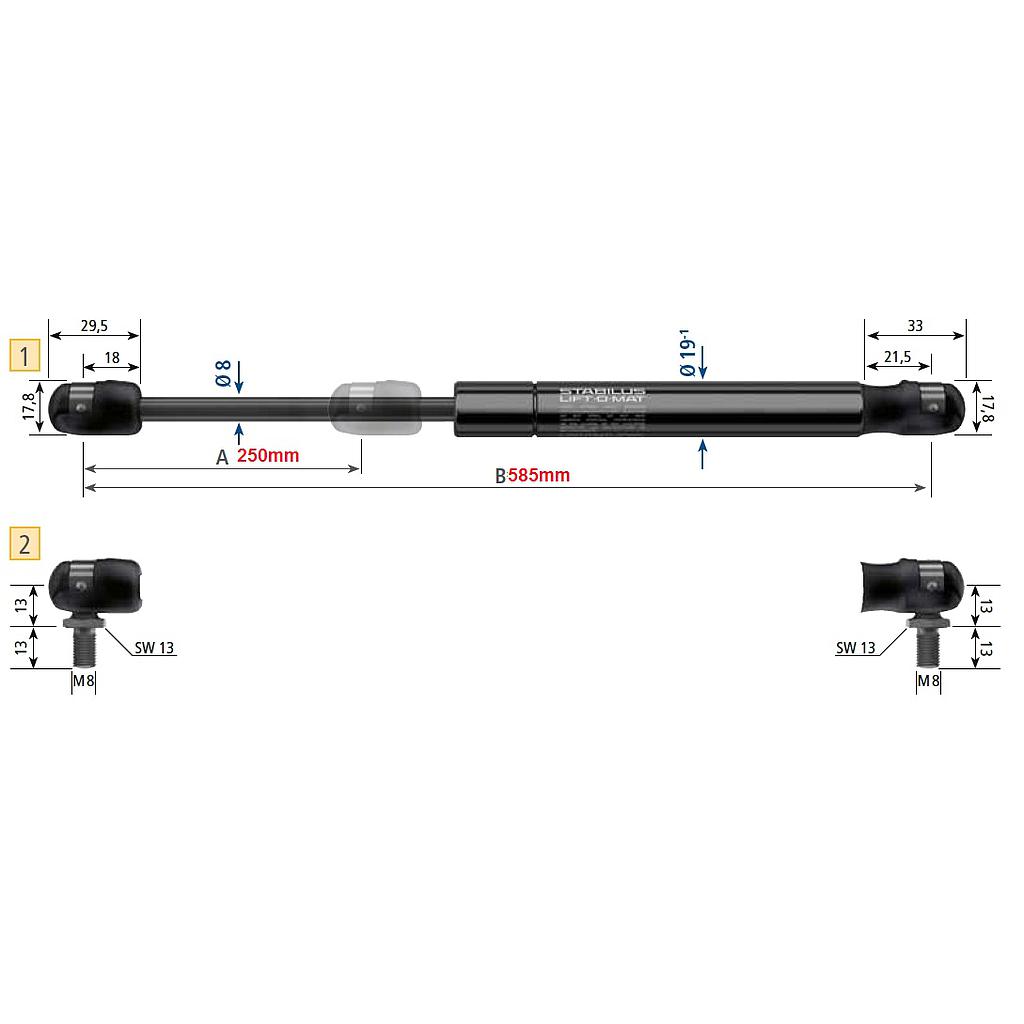 Gasdruckfeder L585mm 300N