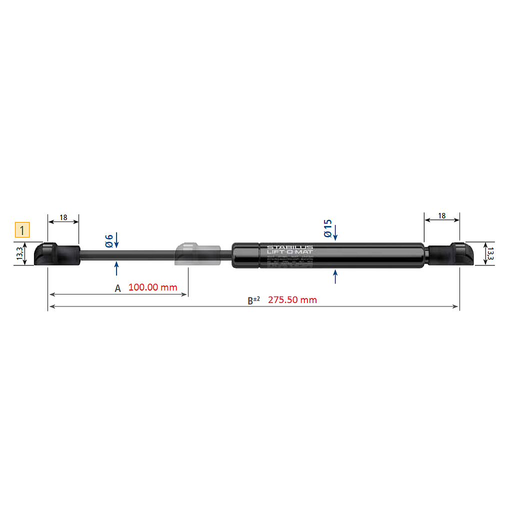 Gasdämpfer 150N 275.5mm