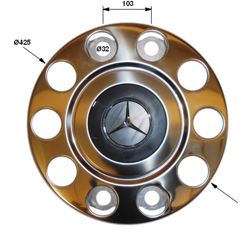 Wheel nut cover stainless steel with star