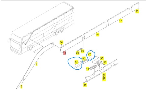 Setra Zierleiste Regenrinne Setra 400 / A 629 698 03 01
